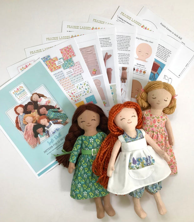 Prairie Lasses 12" soft doll PDF pattern