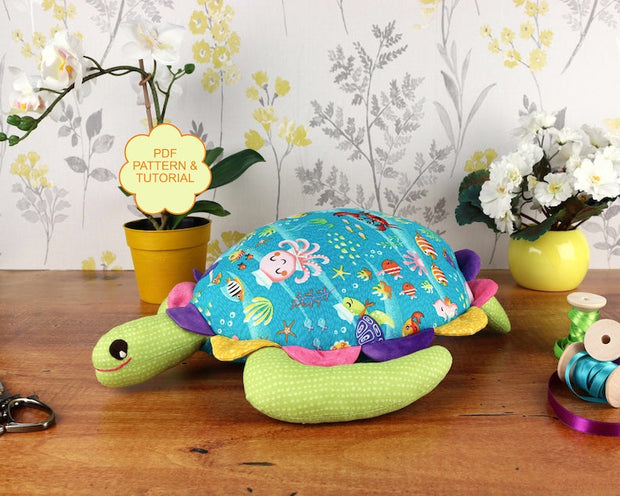 Stuffed turtle pdf sewing pattern & tutorial