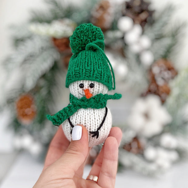 Snowman knitting pattern Christmas tree decor